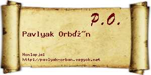 Pavlyak Orbán névjegykártya